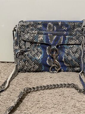 Rebecca Minkoff Blue and Gray Snake-Print Crossbody